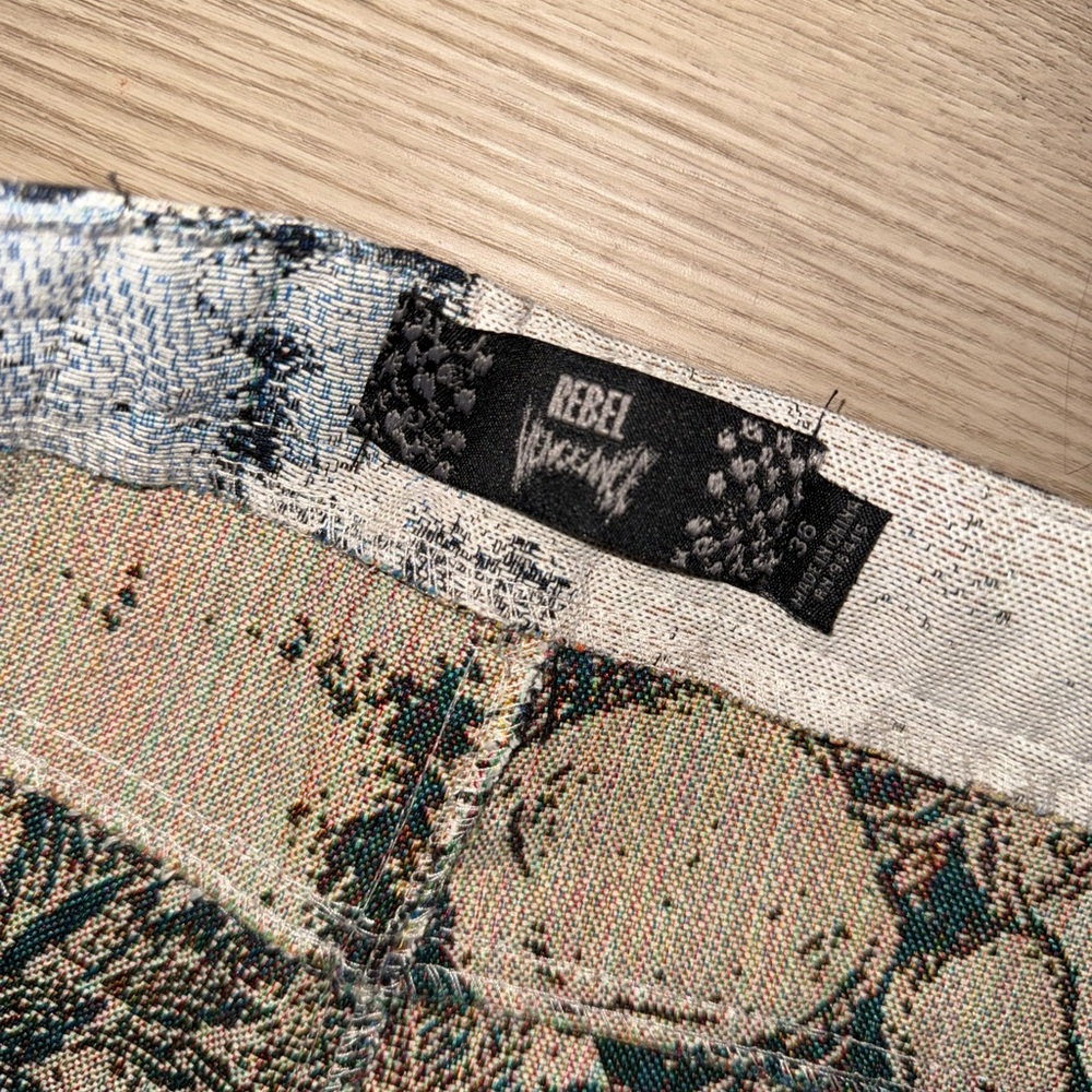 Skeleton Grunge Navy/Ivory Tapestry Heavyweight Straight Cargo Pants 36x32 NEW🔥 - Picture 8 of 11